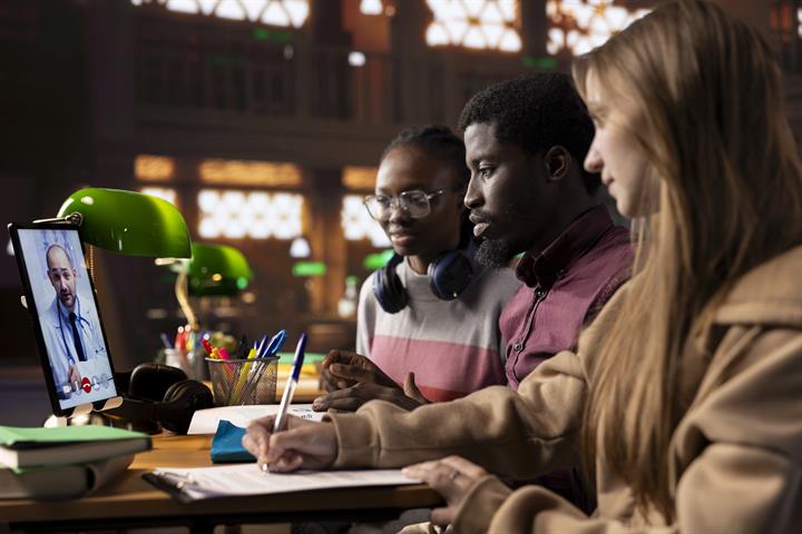 Students joining an online learning session